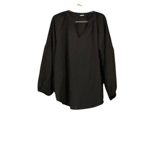 Black Long Sleeve Women's Blouse with Balloon Sleeves